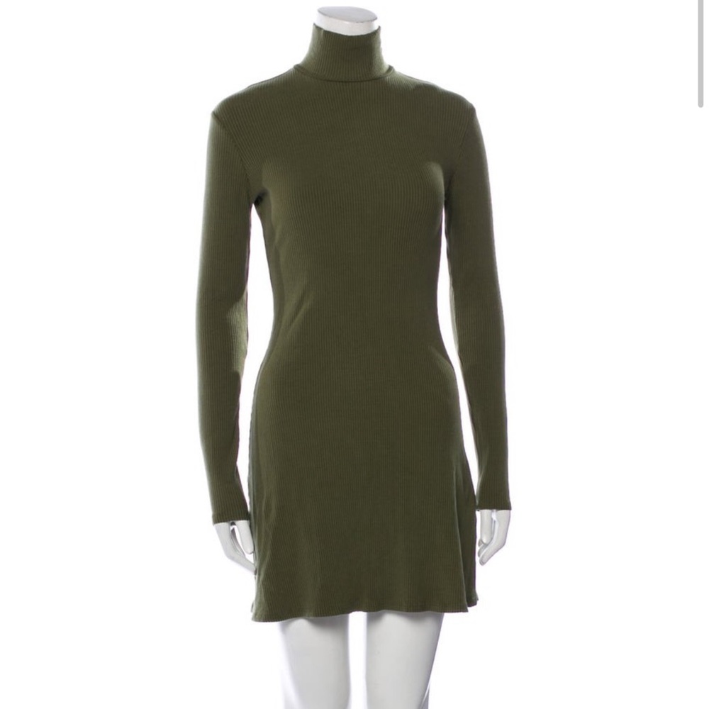 Reformation long sleeve turtle neck rib knit dress